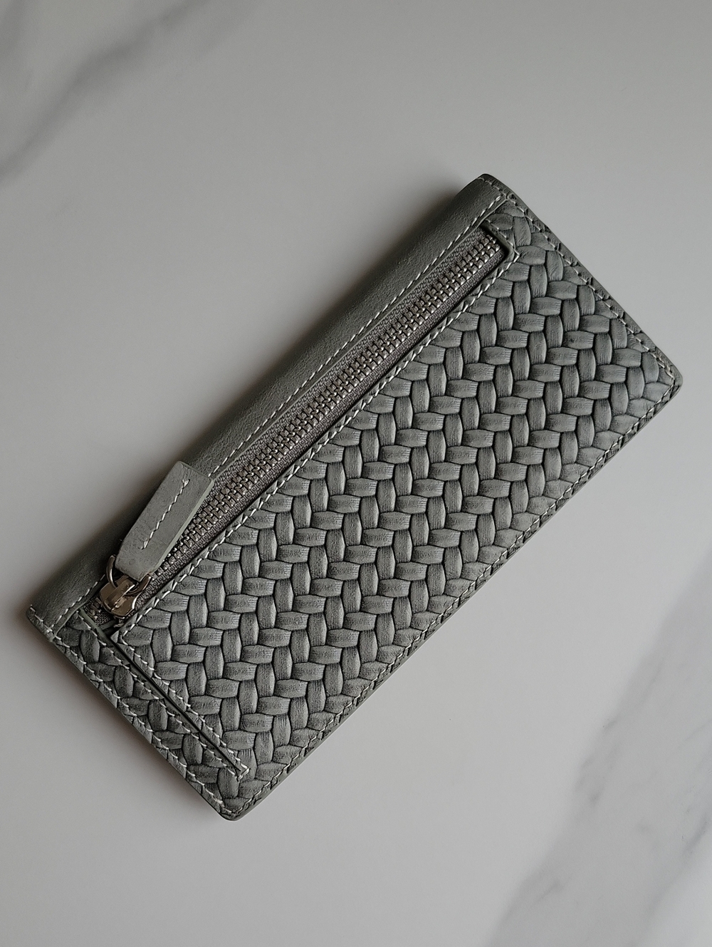 Roots Braided Leather Long Wallet - Gray - Picture 2 of 14